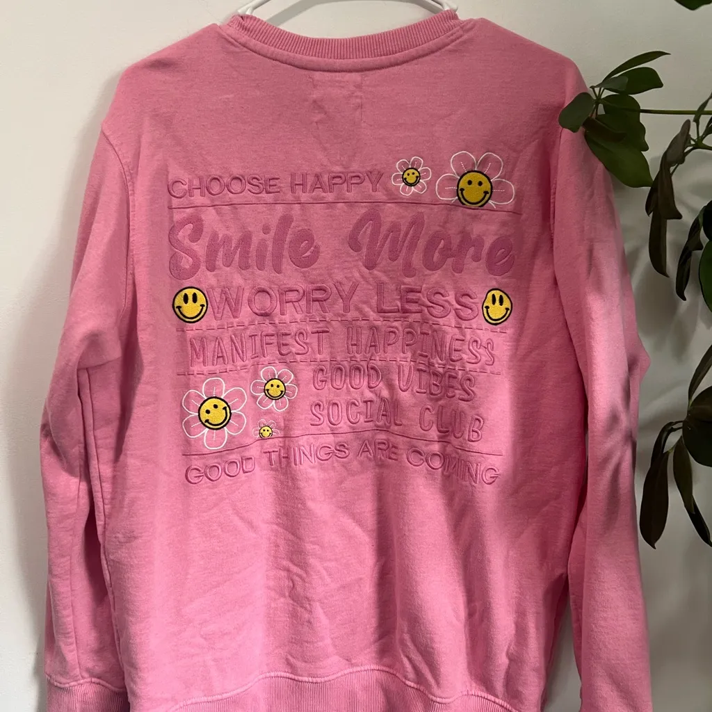 Pink Sweatshirt with Flower Embroidery - Image 4
