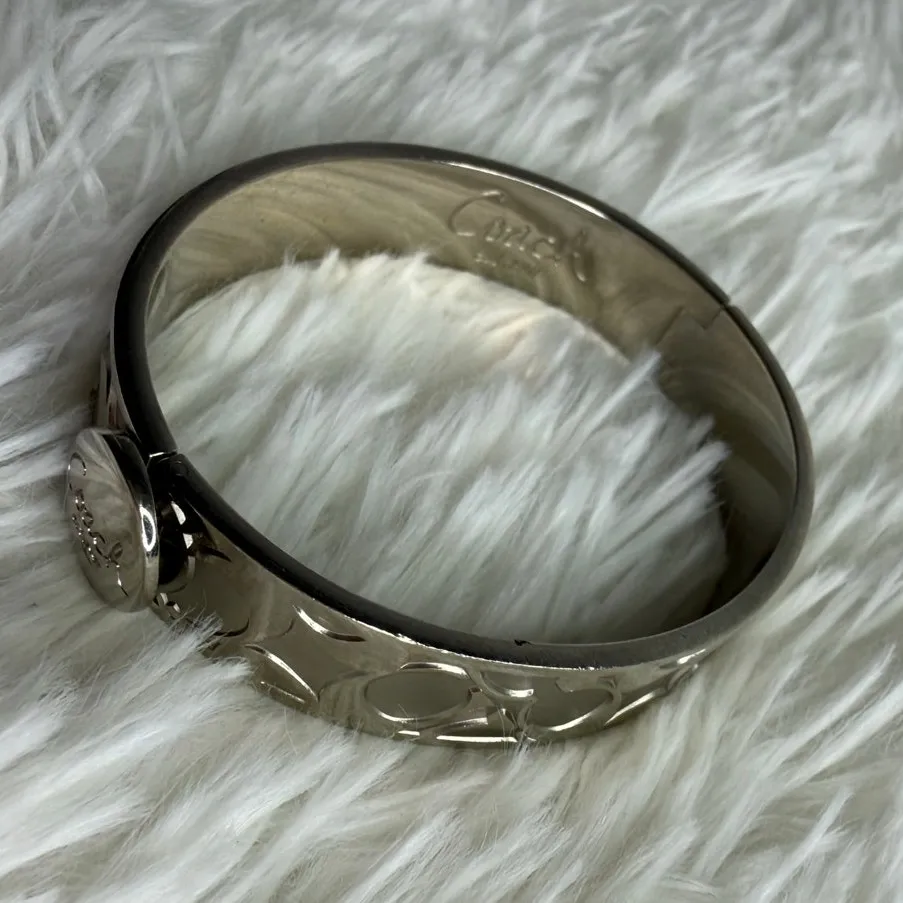 COACH C Logo Signature Silver Bangle Bracelet - Image 8