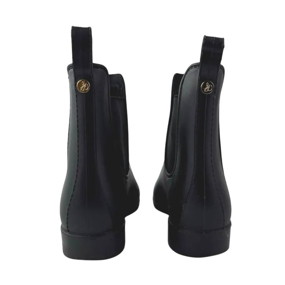 Sam Edelman Tinsley Womens Black Almond Toe Rubber Slip On Ankle Rain Boots Sz 7 - Image 3