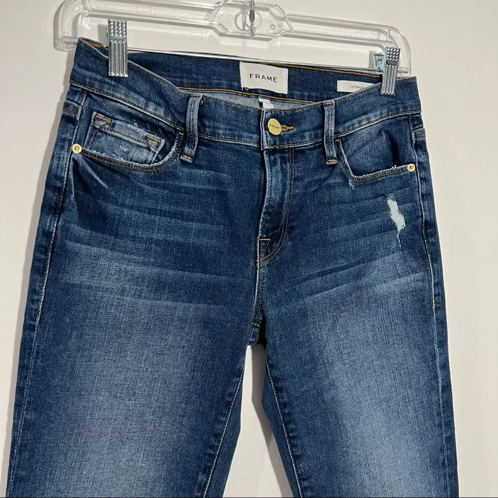 New Frame Le Garçon Mid Rise Slouchy Boyfriend In Azure Size‎ 24 - Image 4