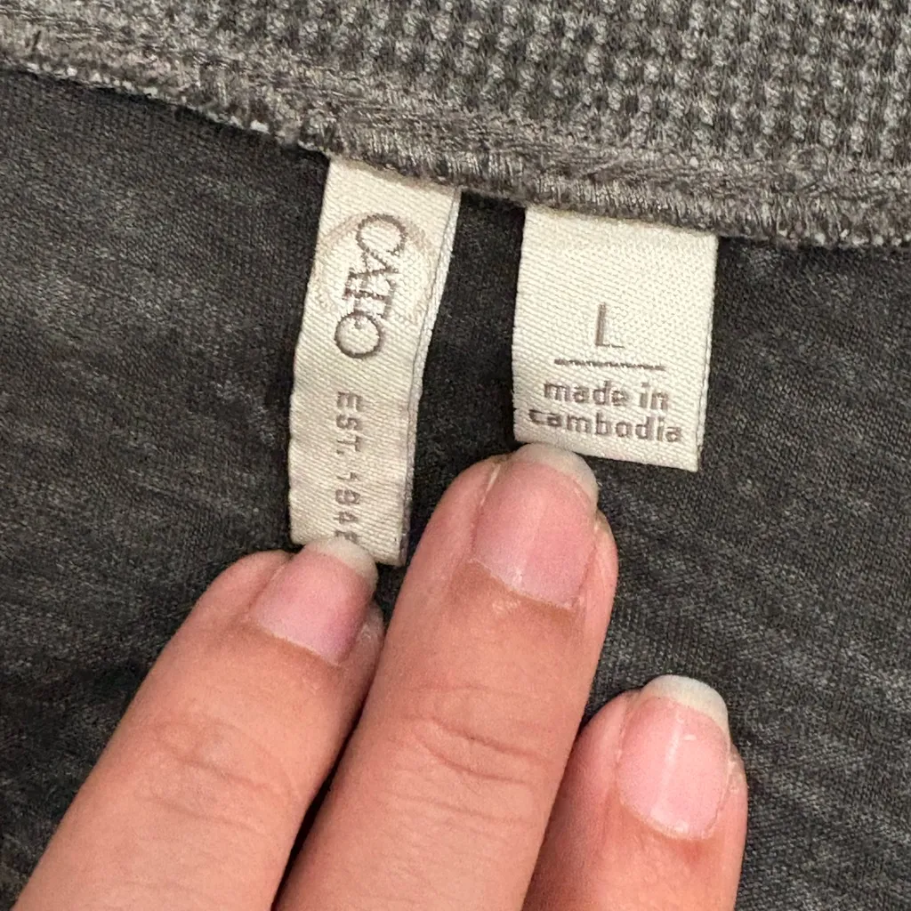 Cato Charcoal V-Neck Studded Tee Size L - Image 4