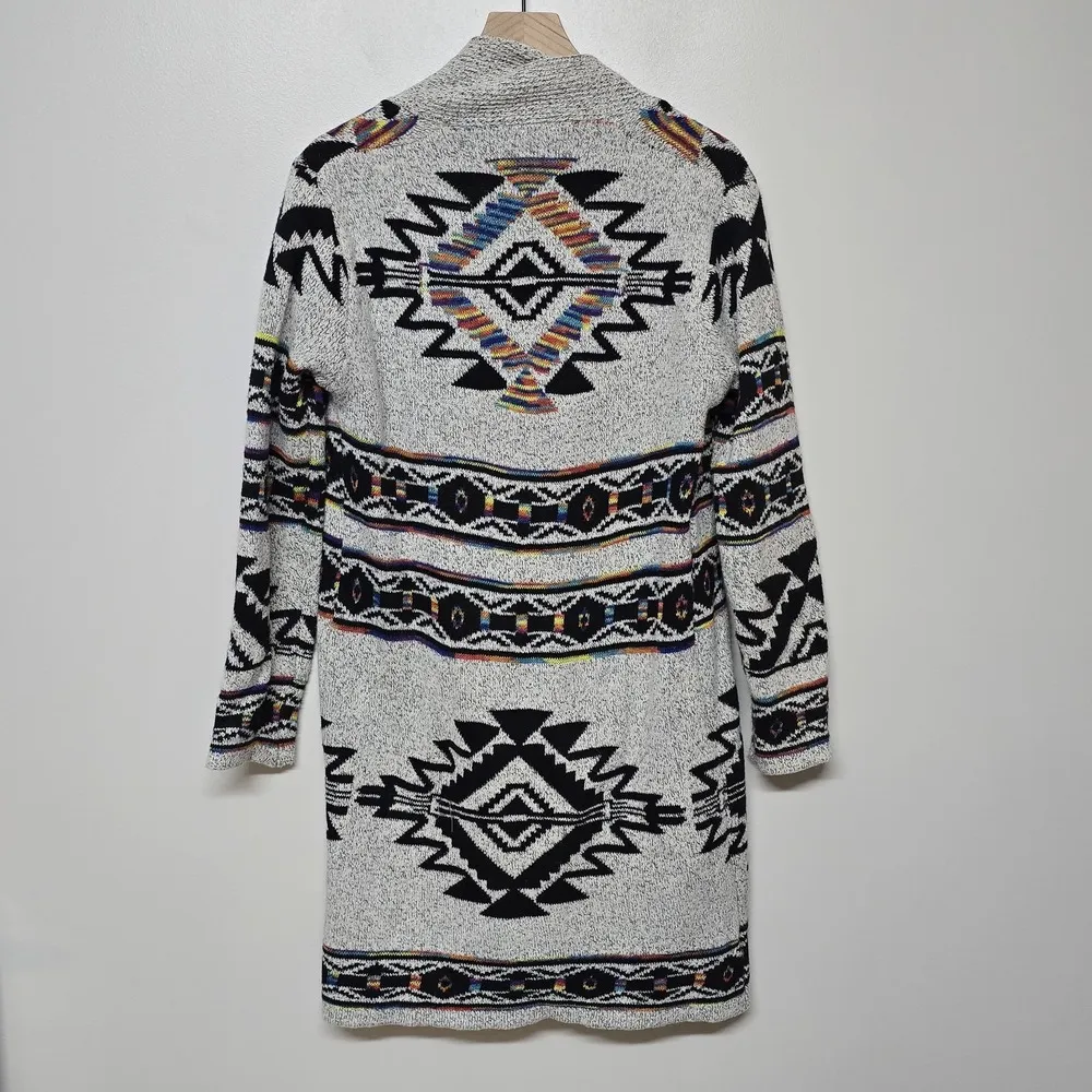 Northern Angel Aztec Southwestern Open Front Long Cardigan Duster Sweater Sz Med - Image 5