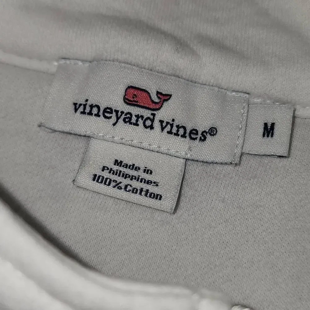 Vineyard Vines Womens White Navy Classic Whale Shep Shirt 1/4‎ Zip Pullover Med - Image 5
