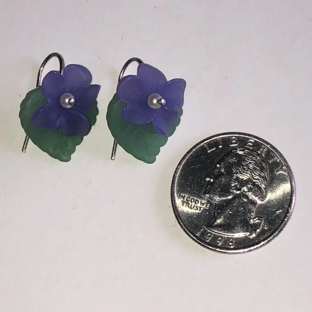 Purple and Green Floral Earrings - Image 3