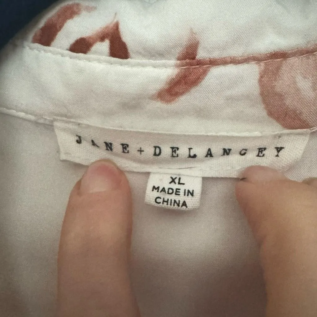 Jane + Delancey Horse Print Button-Up Blouse Western Short Sleeve Top XL - Image 3