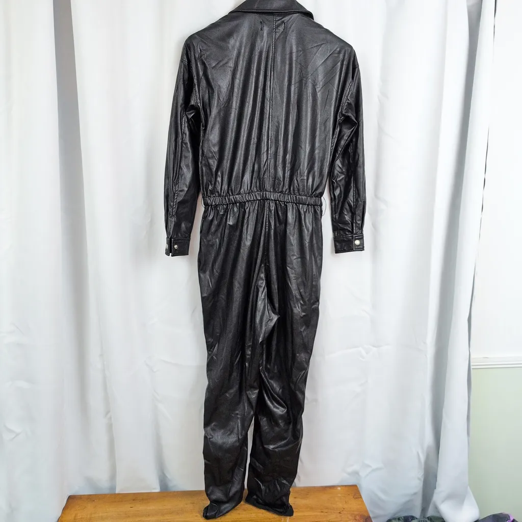 Blank NYC Vinly Black Goth-y Jumpsuit Small - Image 4