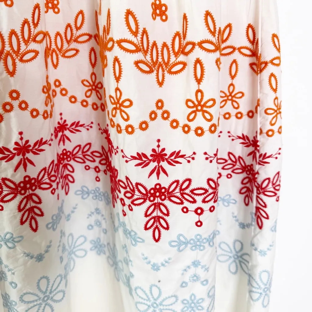 NWT Something Navy Natalie Smocked Floral Embroidered Midi Dress White Size XL - Image 4