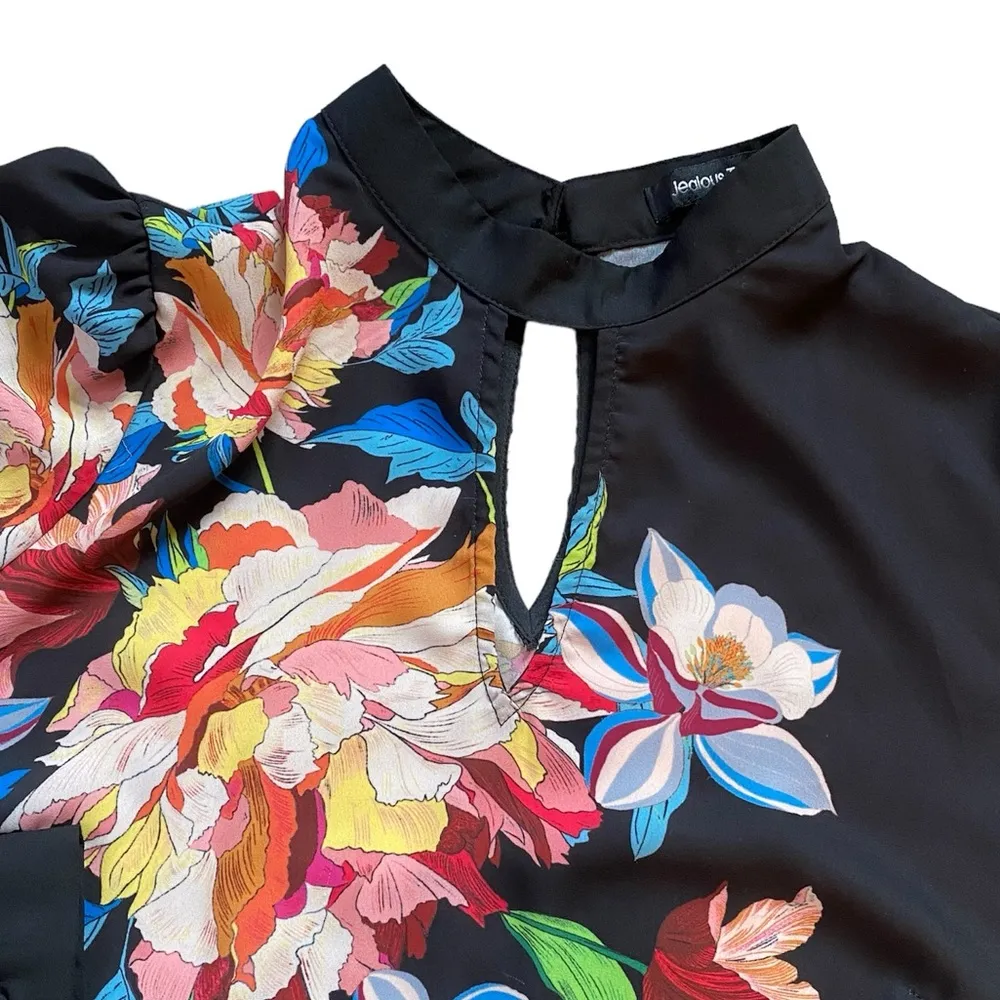 Jealous Tomato Midnight Bloom Floral Choker Blouse - Image 2