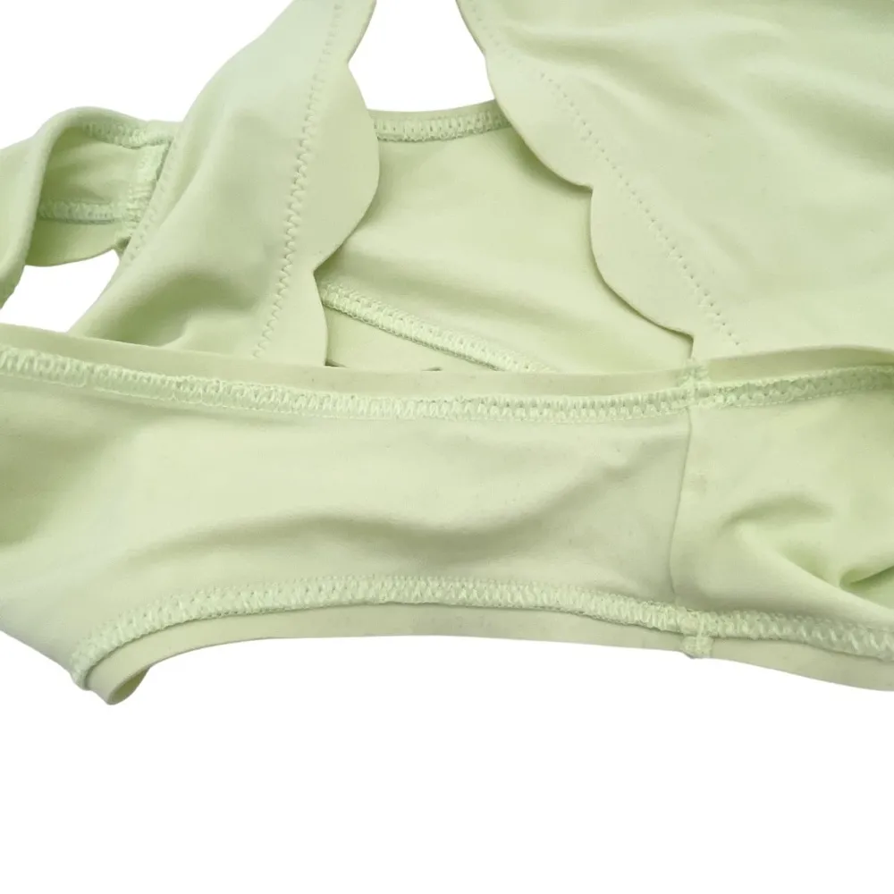 Abercrombie Scallop Triangle Bikini Set Size Large Light Green Swim Top Bottom - Image 12