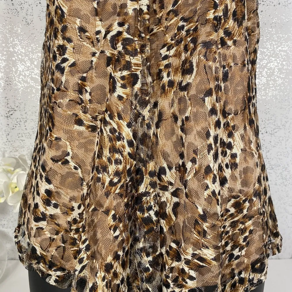 Love J Women's Small Leopard Print Sheer Tank Top Layered V-Neck Cami Blouse - Image 13