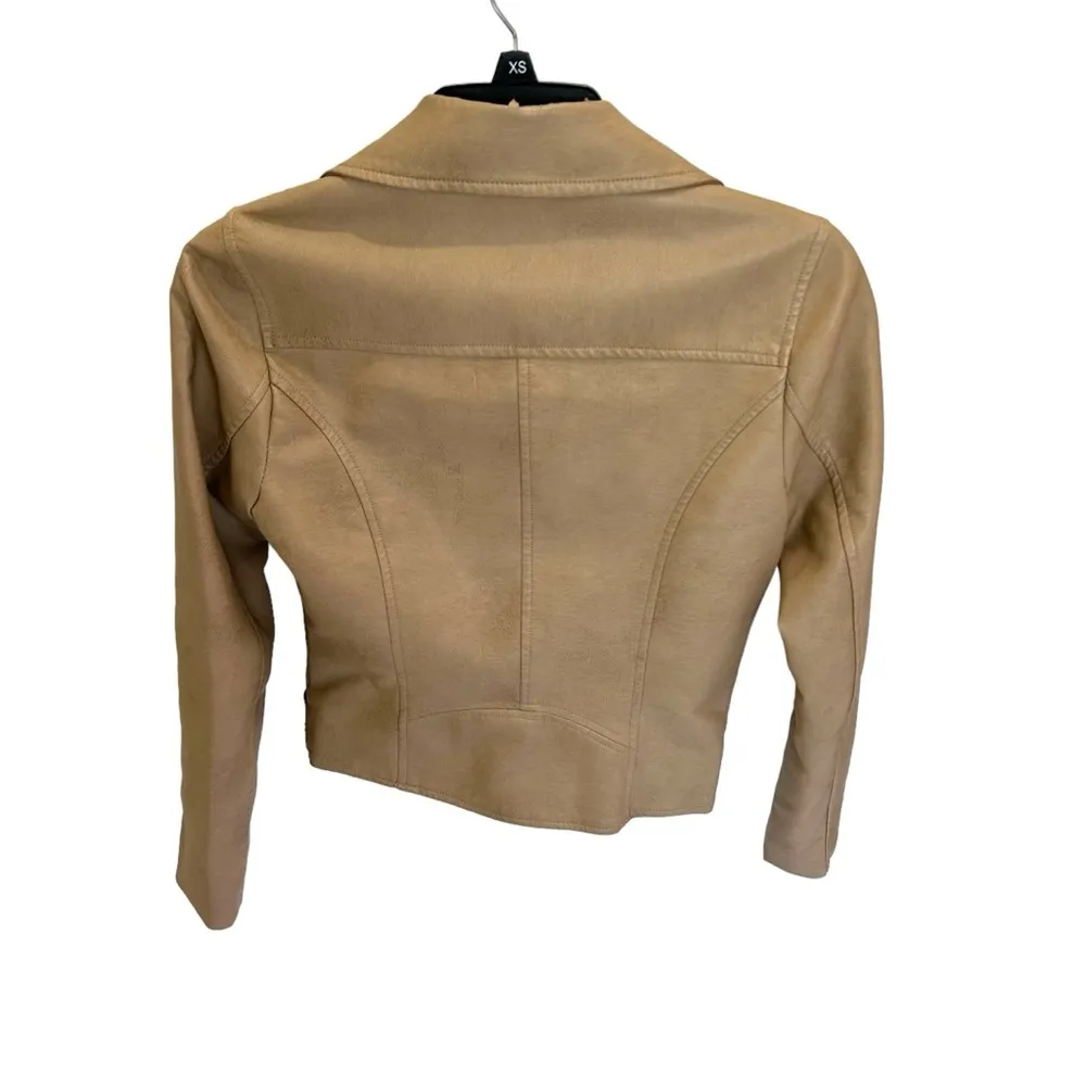 JACK Women’s Designer Leather Moto Jacket in Tan Size XS - Image 4