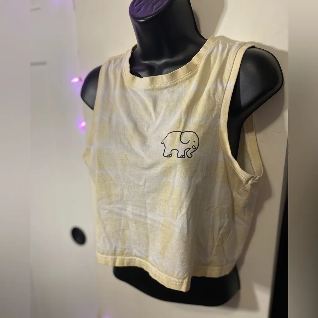 Ivory Ella Yellow Tie Dye Crop Tank Medium - Image 2