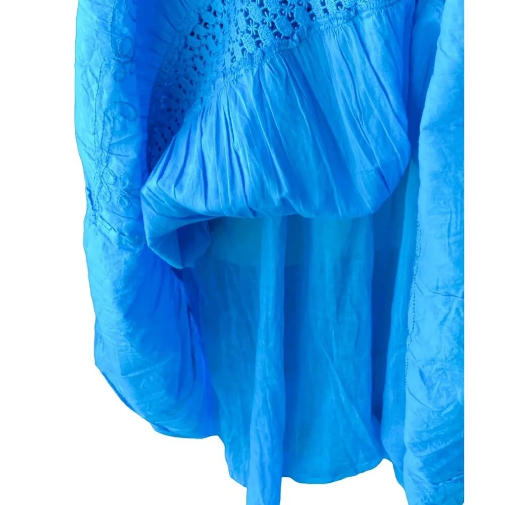 SHORELINE Blue Boho Tube Top Bodice Bohemian Maxi Sundress ~ Women's Size L / XL - Image 6