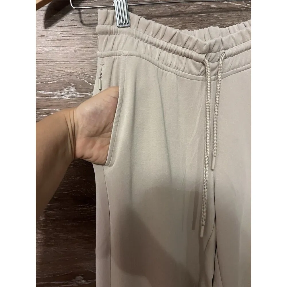 Athleta sweatpants lounge pants cream Neutral flare legs string pockets small - Image 2