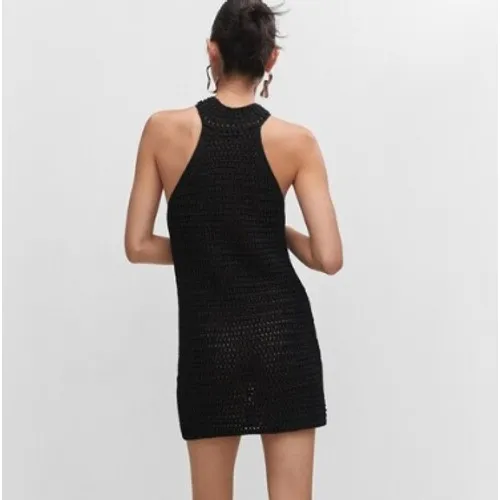 MANGO Black Metallic Knit Halter Dress Mini XS - Image 15