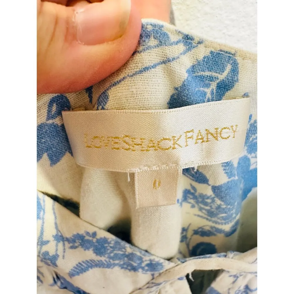 LoveShackFancy Women's White Blue Floral Garnita Floral Tiered Maxi Dress Size 0 - Image 13