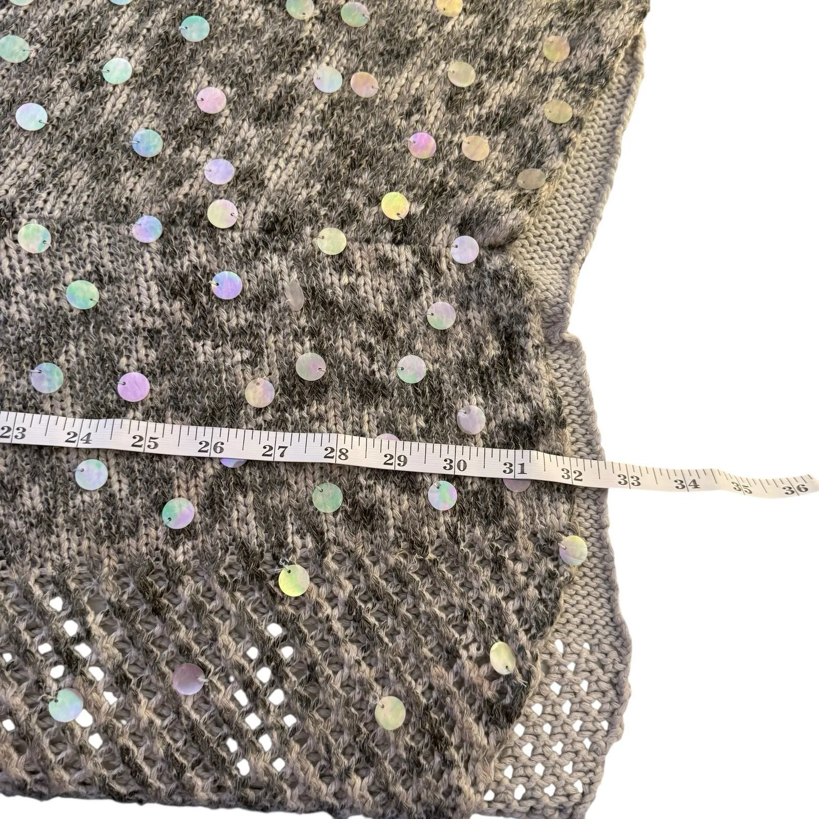 Free People Heather Grey Knitted Tank Tunic Sequins Medium Sparkles Party Event - Image 6
