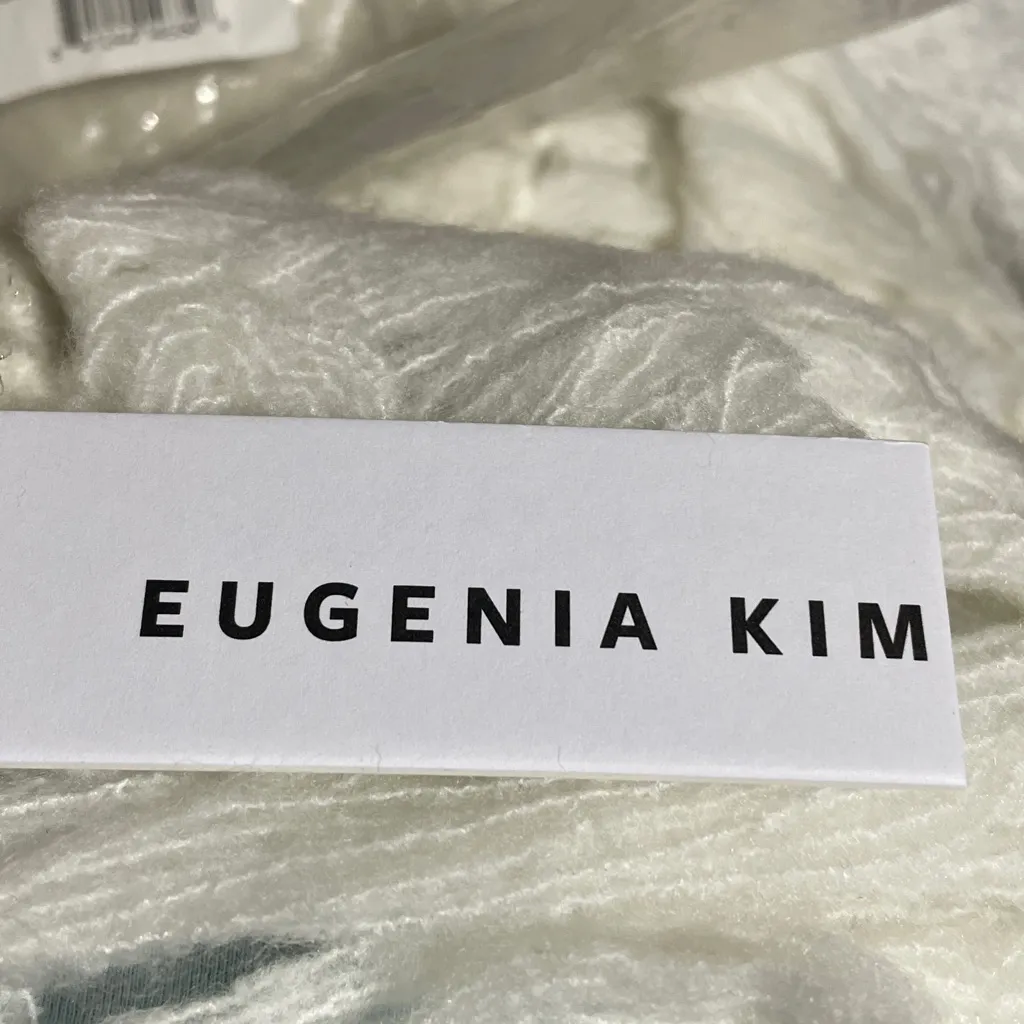 Eugenia Kim Jacintah Long Scarf Wool Blend Patterned Sparkly Ivory One Size NWT White - Image 3
