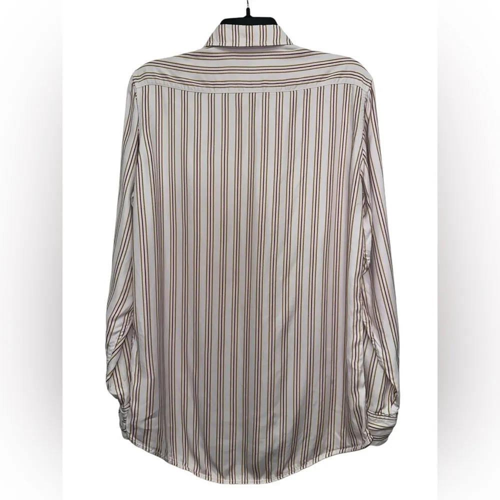 Victoria Beckham Striped Silk Viscose Blouse Size 4 Collared Button Up - Image 2
