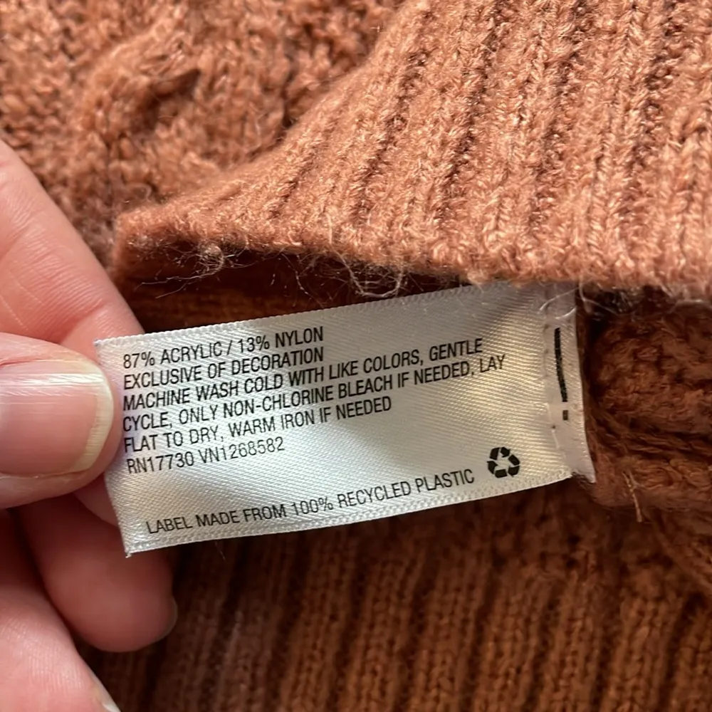 Wild Fable Burnt Orange Chain Knit Floral Detail Cropped Sweater | Medium - Image 7