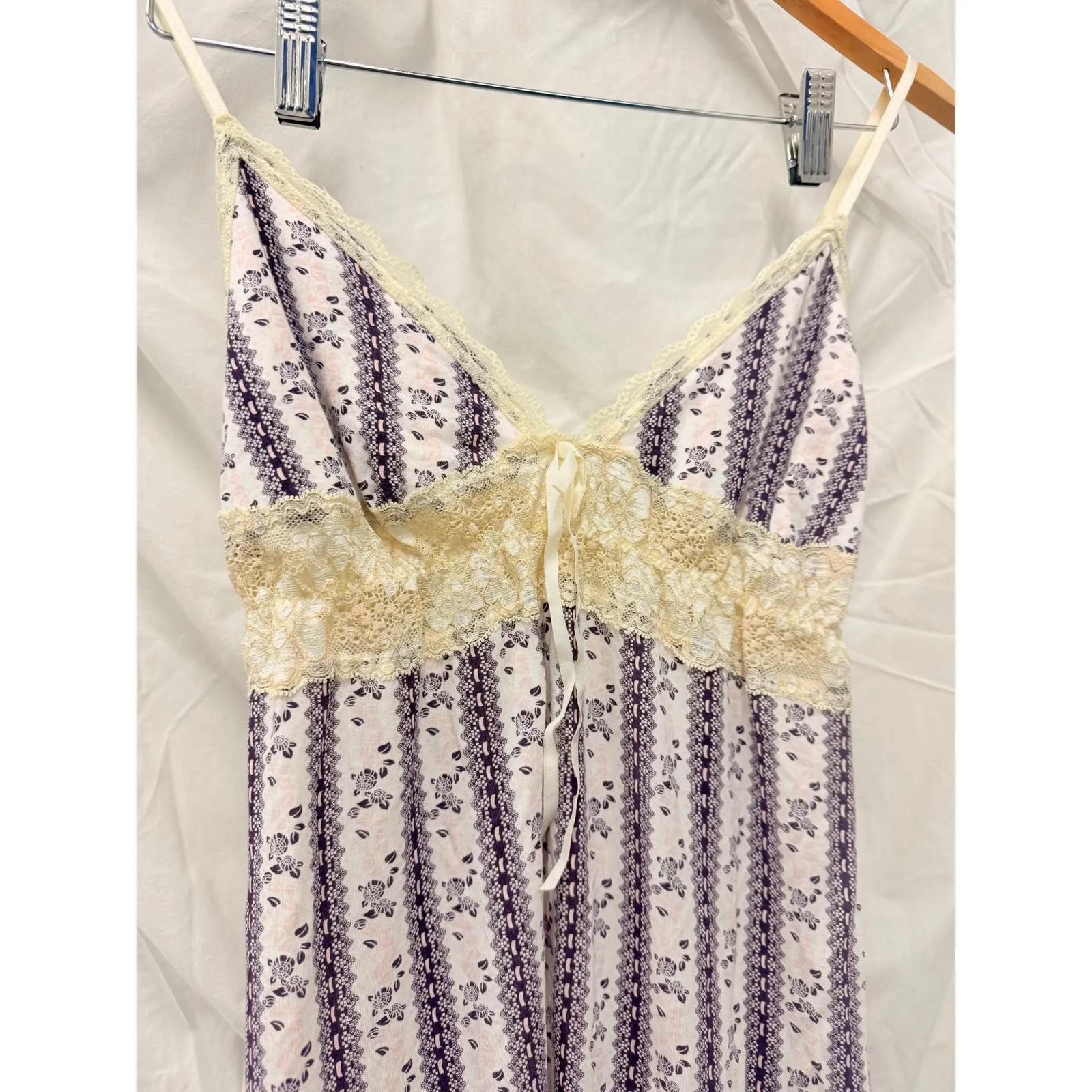 Y2K Babydoll Lace Mesh Floral Bow Tie Coquette Blouse‎ Top Medium - Image 3