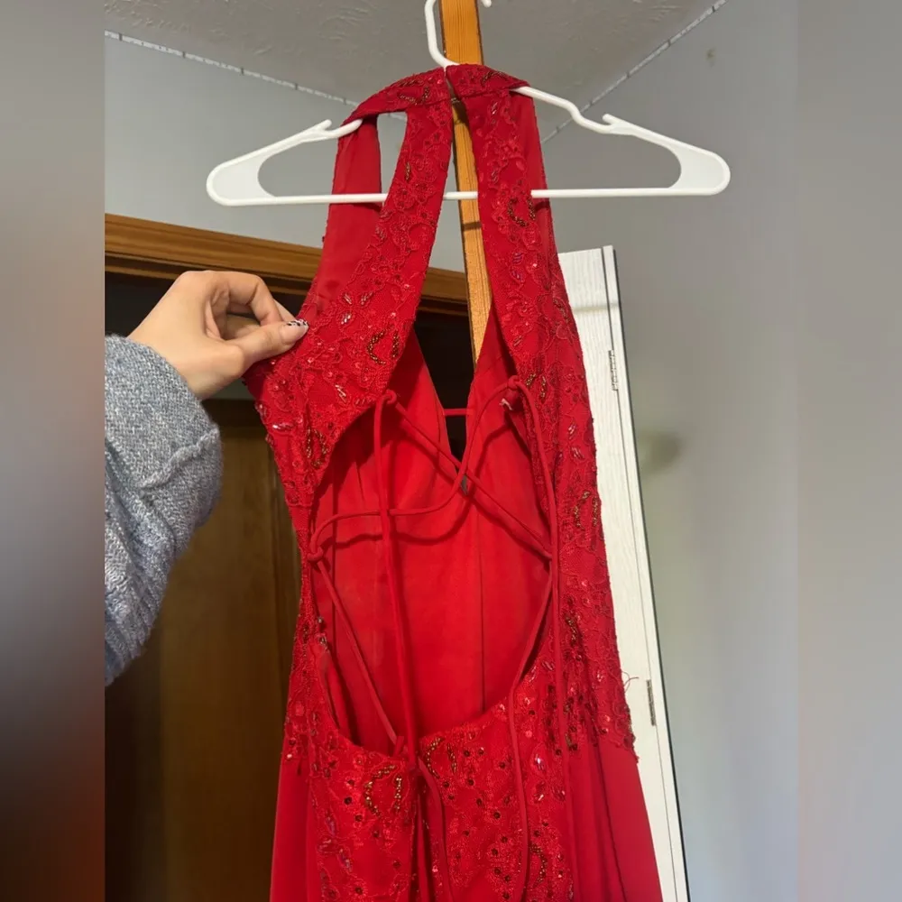 Niki Lavis Beaded Red Dress Size 4 - Image 3