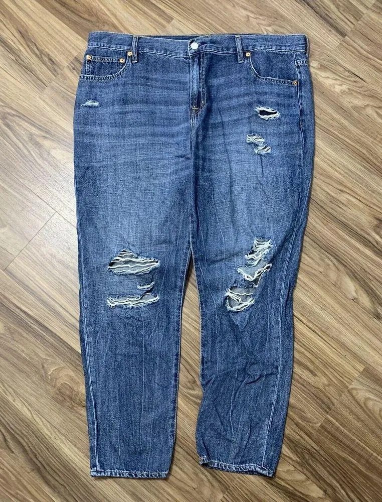 Gap Denim Plus 34 Best Girlfriend Jeans Distress High Rise Dark Indigo Women’s - Image 3
