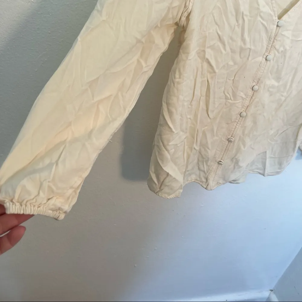 Universal Thread Double Ruffle Long Sleeve Deep V-Neck Top Cream - Image 8