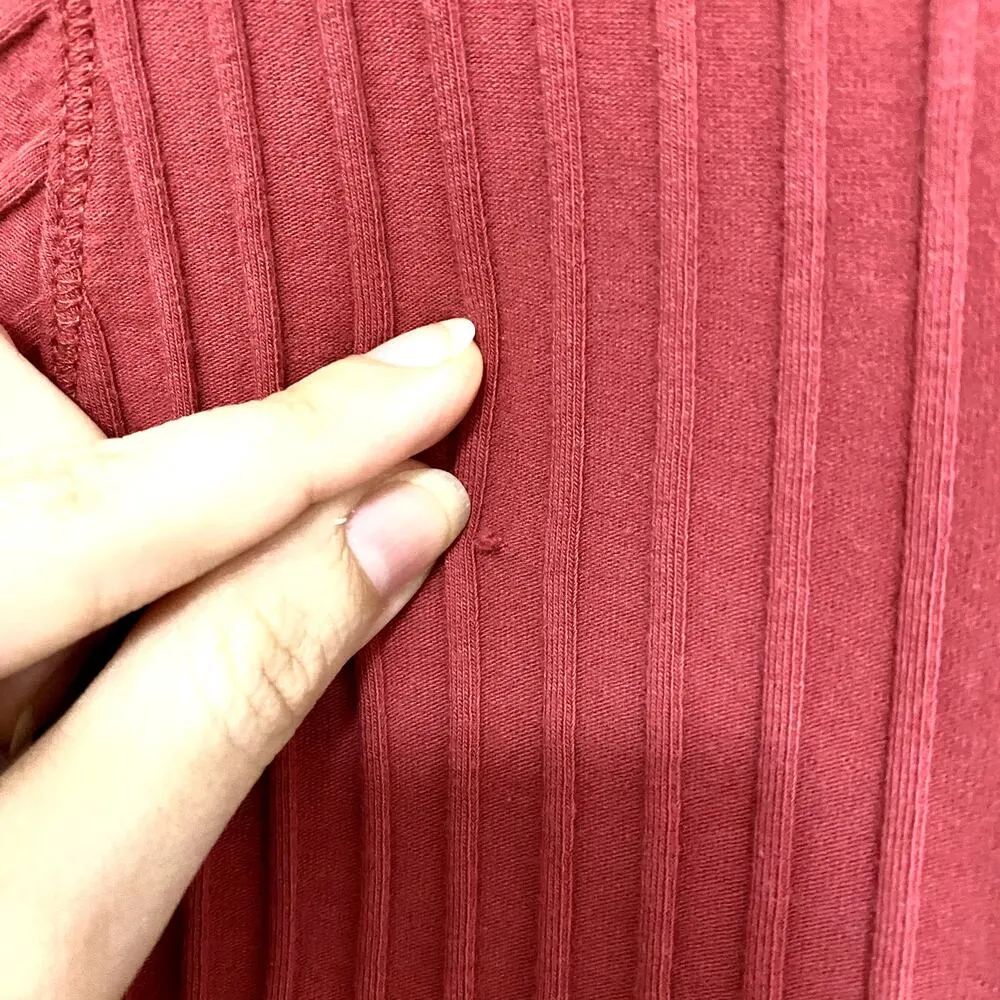 Free People Movement Pink Rose Ribbed Henley Short Sleeve Boho Athletic Top L - Image 9