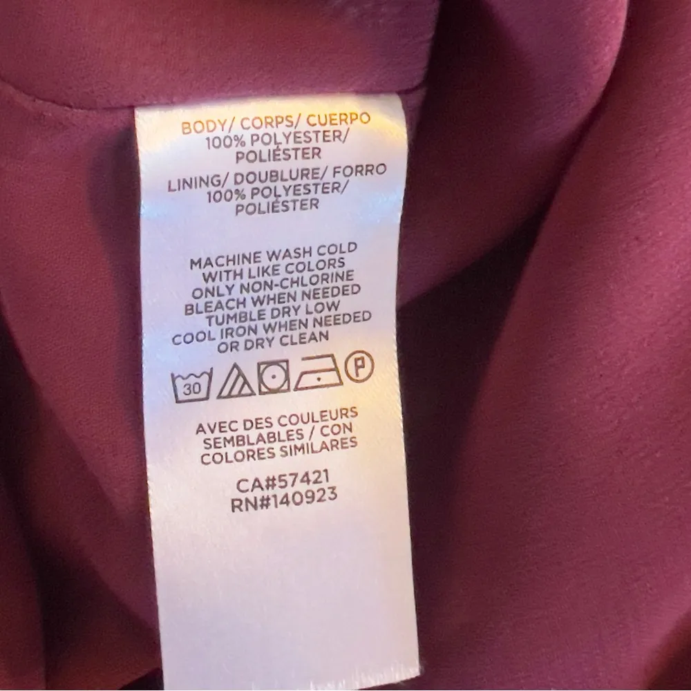 LOFT burgundy floral faux embroidery peasant, lined bodice - women’s size small - Image 8