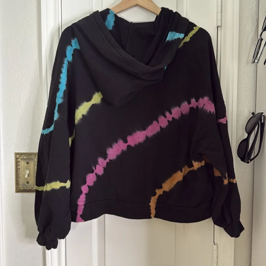 Electric and Rose tie dye zip up hoodie Black - Image 6