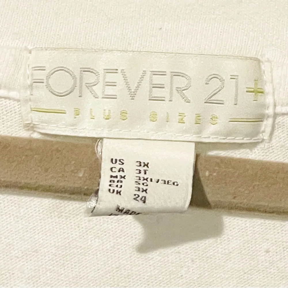 Forever 21 Plus Size 3X White Black Lace Up Short Sleeve Tshirt - Image 3