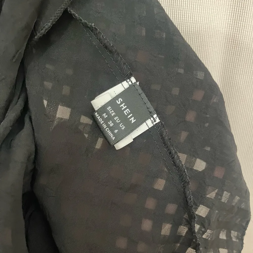 SHEIN Black Smocked V-Neck Blouse Cocktail - Image 8