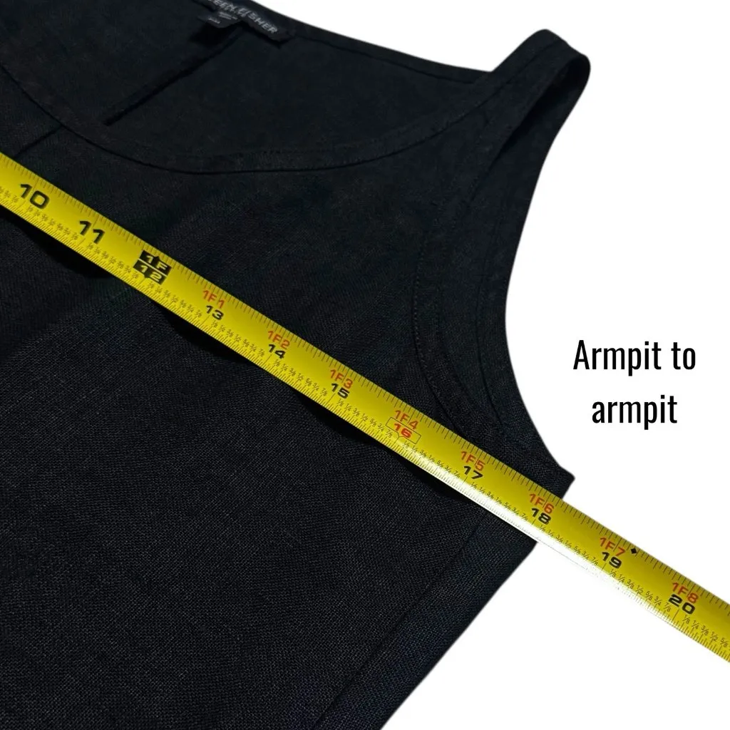 Eileen Fisher Black 100% Organic Linen Sleeveless Midi Dress Minimalist MP - Image 9