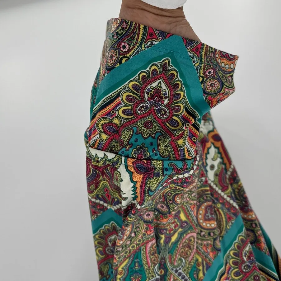Lane Bryant True Y2K paisley teal brown long line shirt size 26/28 - Image 7