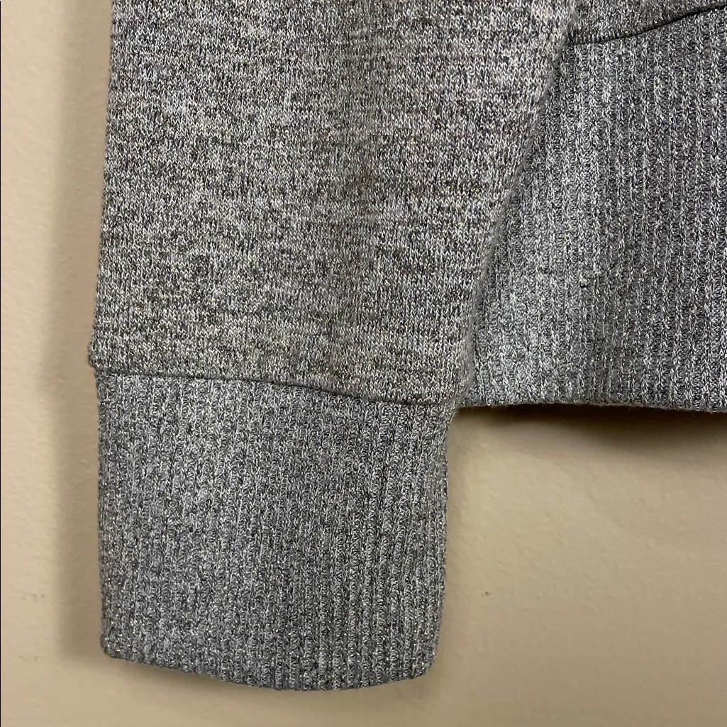 GAP Women’s Lurex Heather Gray Metallic Gold Knit Sweater - Image 4