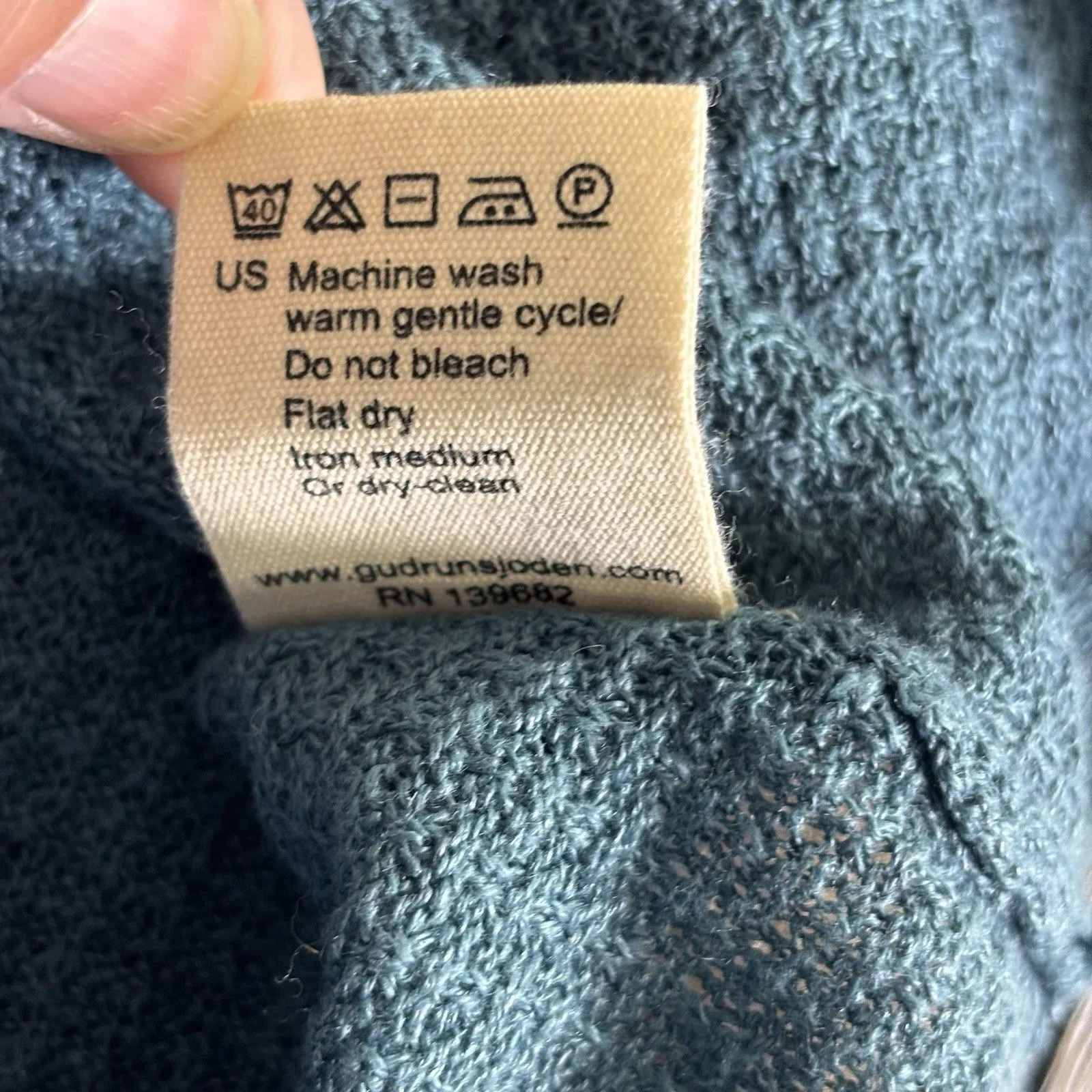 Gudrun Sjoden Women's 100% Linen Blue Teal Pullover Tunic Size XL Coastal Beach - Image 8