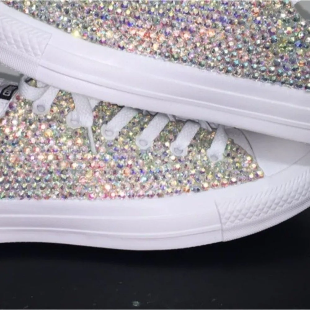 Bling LOW TOP ALL WHITE Shoes Pink Size 5.5 - Image 5