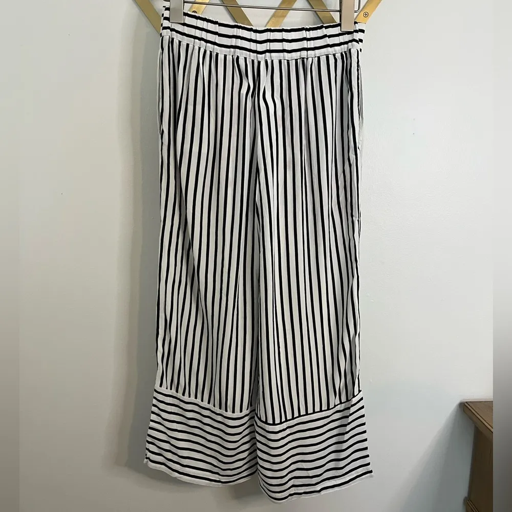 Zara Striped Cherry Blossom Culottes Wide Leg Pants XS - Image 6