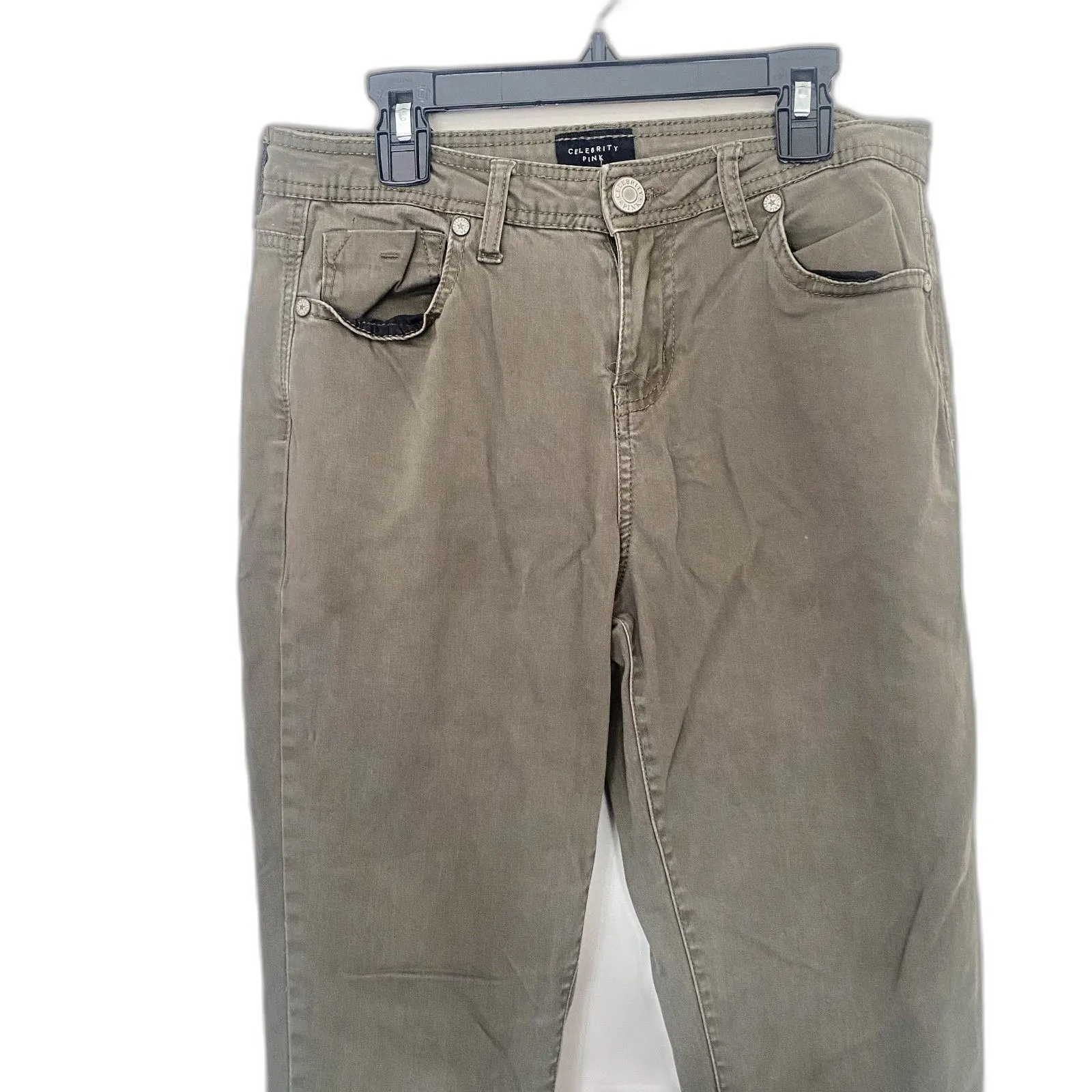 Celebrity Pink Skinny Jeans Olive Green Cotton Modal‎ Stretch Size 28 Waist - Image 2
