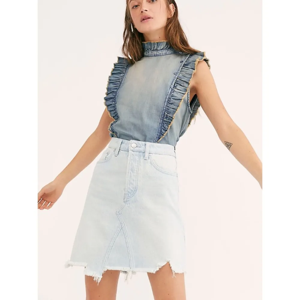 NWT Free People Going Rouge Denim Skirt - Image 2
