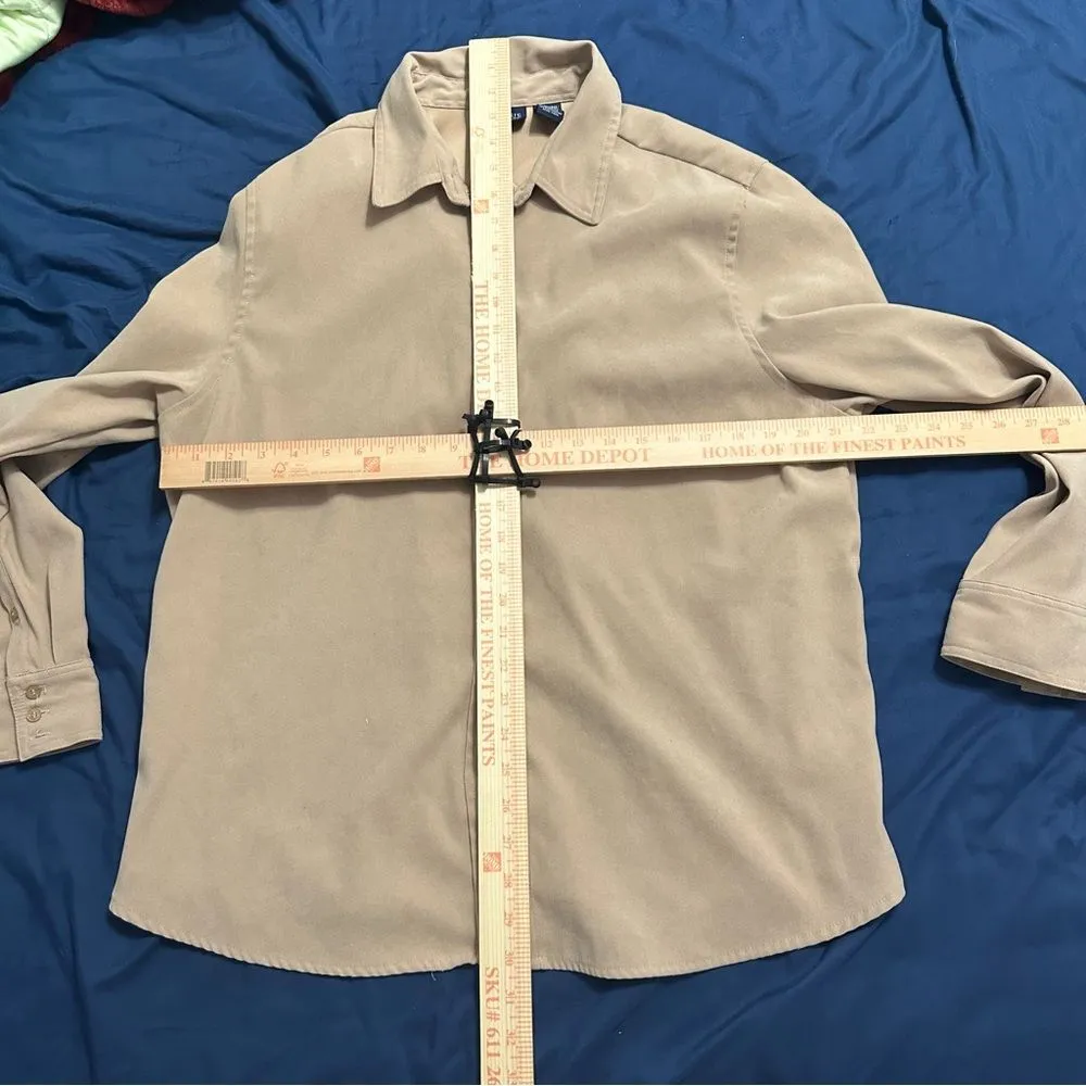 Basic Editions Tan Long Sleeve Button Down Shirt Brown Size XL - Image 8