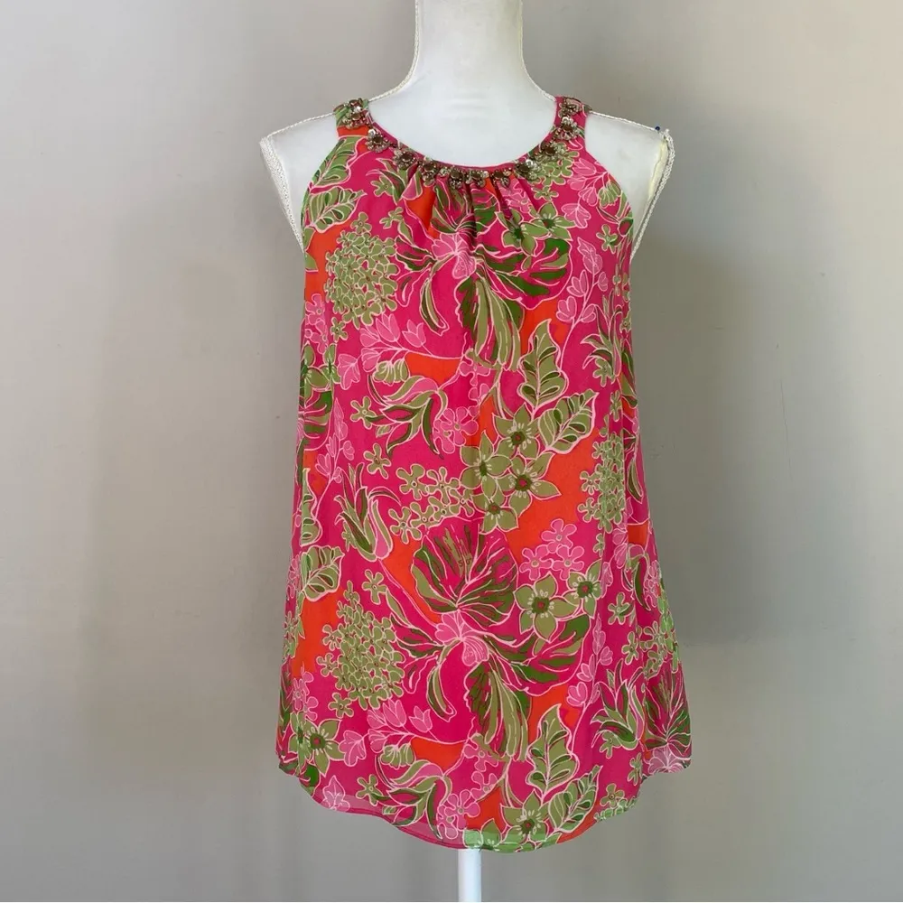 Lilly Pulitzer 50th Anniversary Jubilee Rohan pink silk top Multi Luscious Sz 6 - Image 7