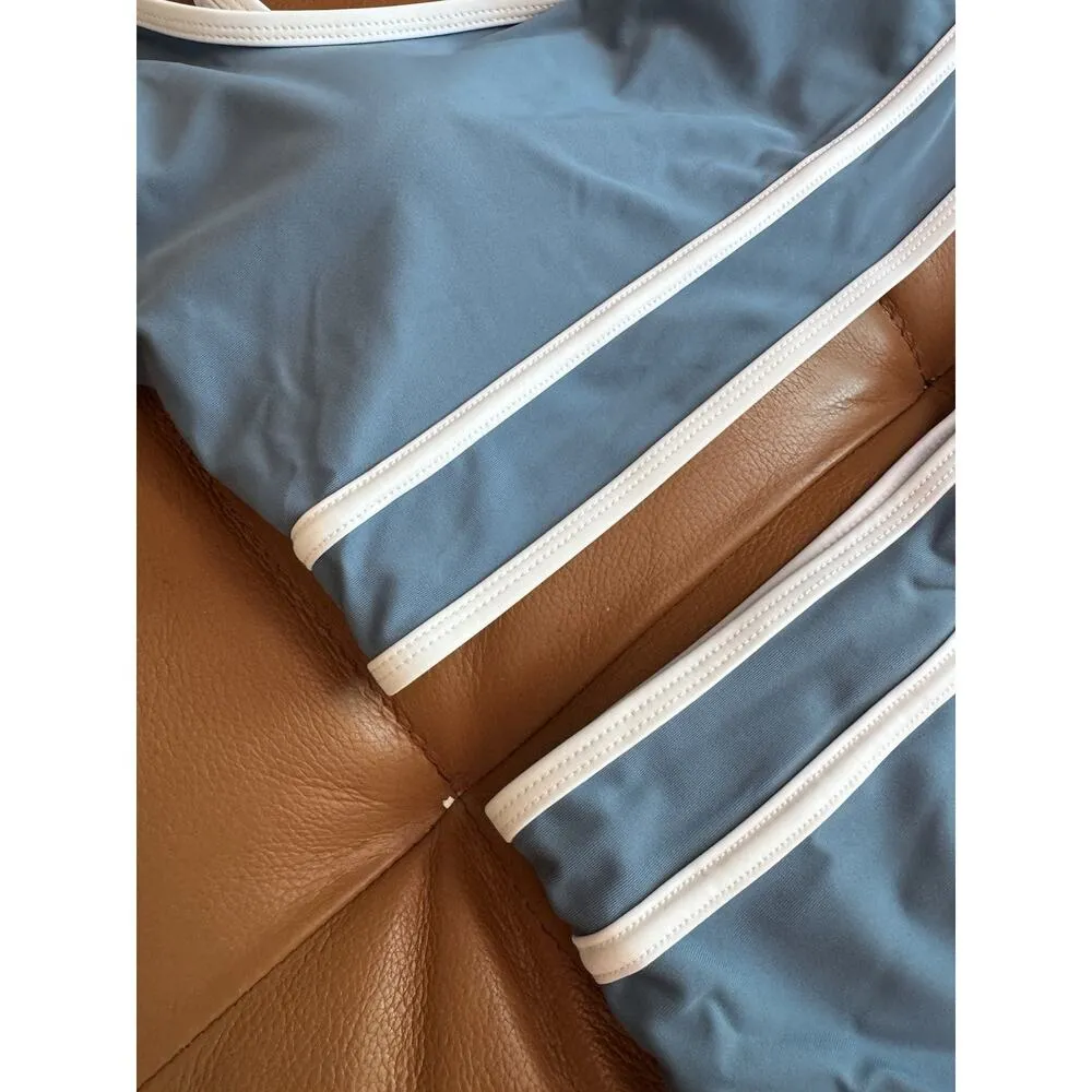 NWT Blooming Jelly Blue Sporty Two Piece Bikini Cheeky High Cut Swimsuit Small - Image 5