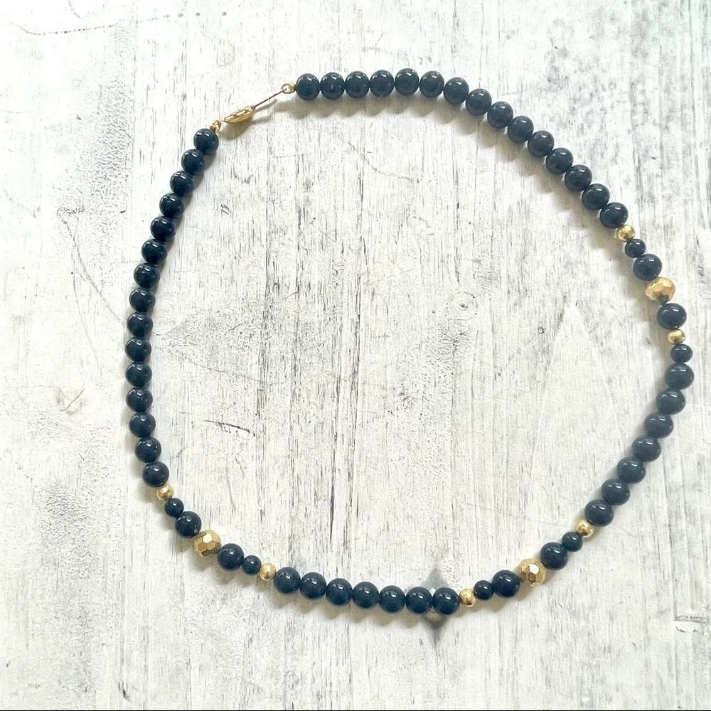 Navy and gold tone german silver necklace - Image 2
