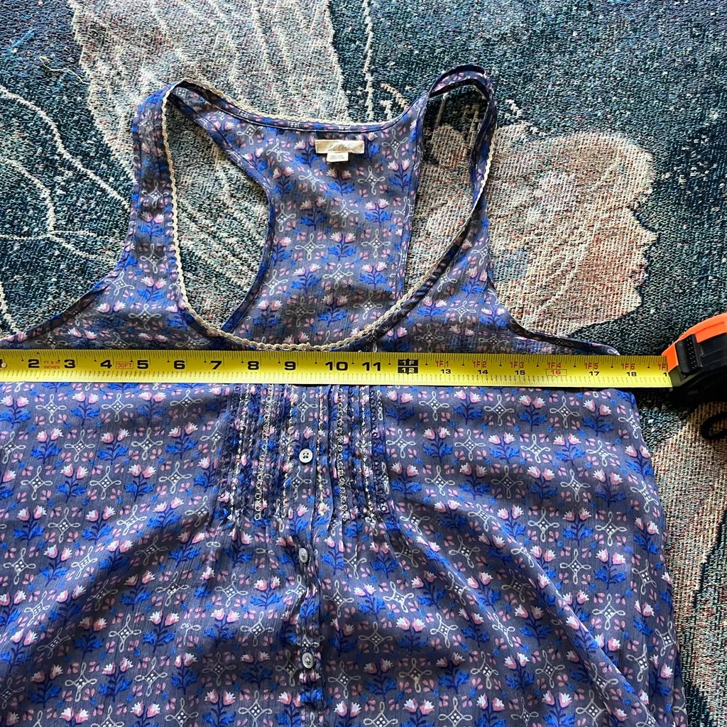 Aerie Blue Pleated Buttoned Tank Top Mini Dress SZ M Cute Colorful Feminine Y2K - Image 11