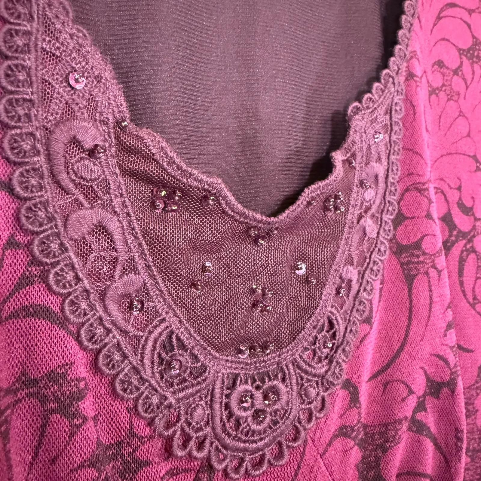 NWT Apt9 M Purple Lace Mesh Top Beaded Romantic Whimsy Goth Y2K Retro Fest Fairy - Image 3