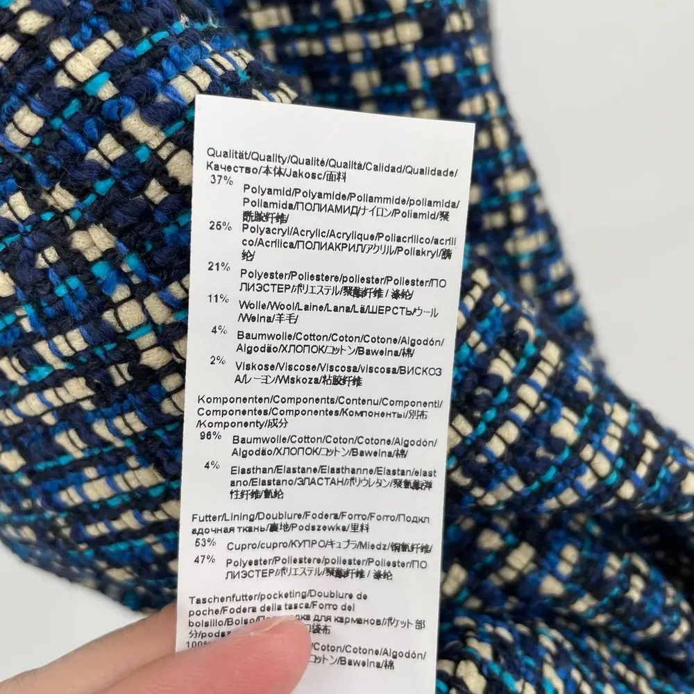 NWT Boss Varius Tweed Suit A-Line Skirt Navy Italian Tweed Size 6 - Image 10