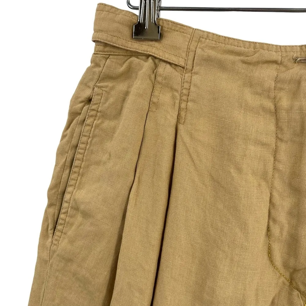 Gucci A-Line Skirt Tan Pleated Midi Linen Back Buckle 46(IT) 10(US) SEE NOTES - Image 3