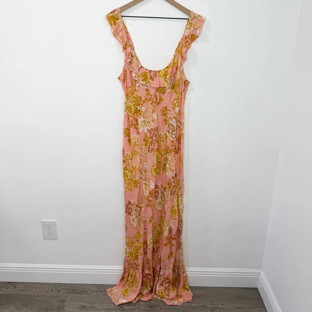 Free people Remind Me Maxi Slip Dress in Coral Combo Size XL - Image 3